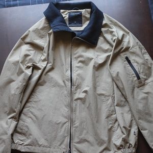Nautica Mens Water Resistant Full Zip Khaki Solid